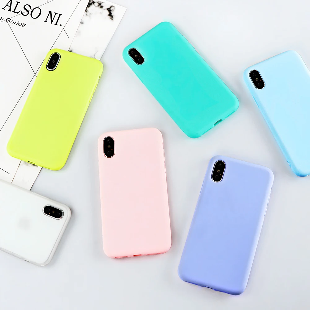 

Candy Macarons Color TPU Silicone Frosted Matte for iPhone 6 6S 5 5S SE 7 8 Plus X Cases Soft Back Cover for iPhone Xs Max XR