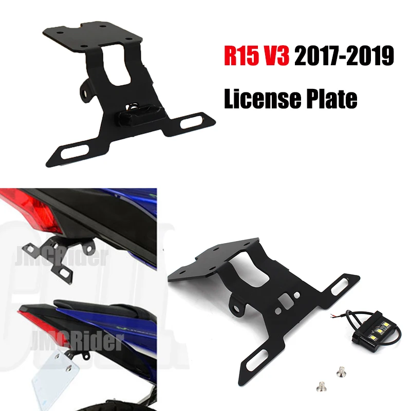 

License Plate Holder For YAMAHA YZF R15 V3.0 V3 VVA 2018 Motorcycle Rear Fender Eliminator Registration Frame Bracket LED Light