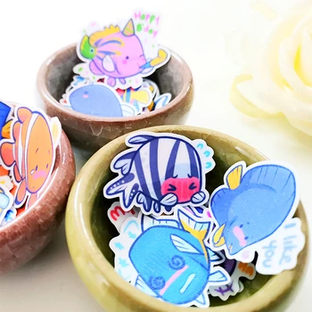 

20/40pcs Pretty Cute Cartoon Colorful Fish Diary Clip Art Sticker Skateboard Doodle Notebook Sticker