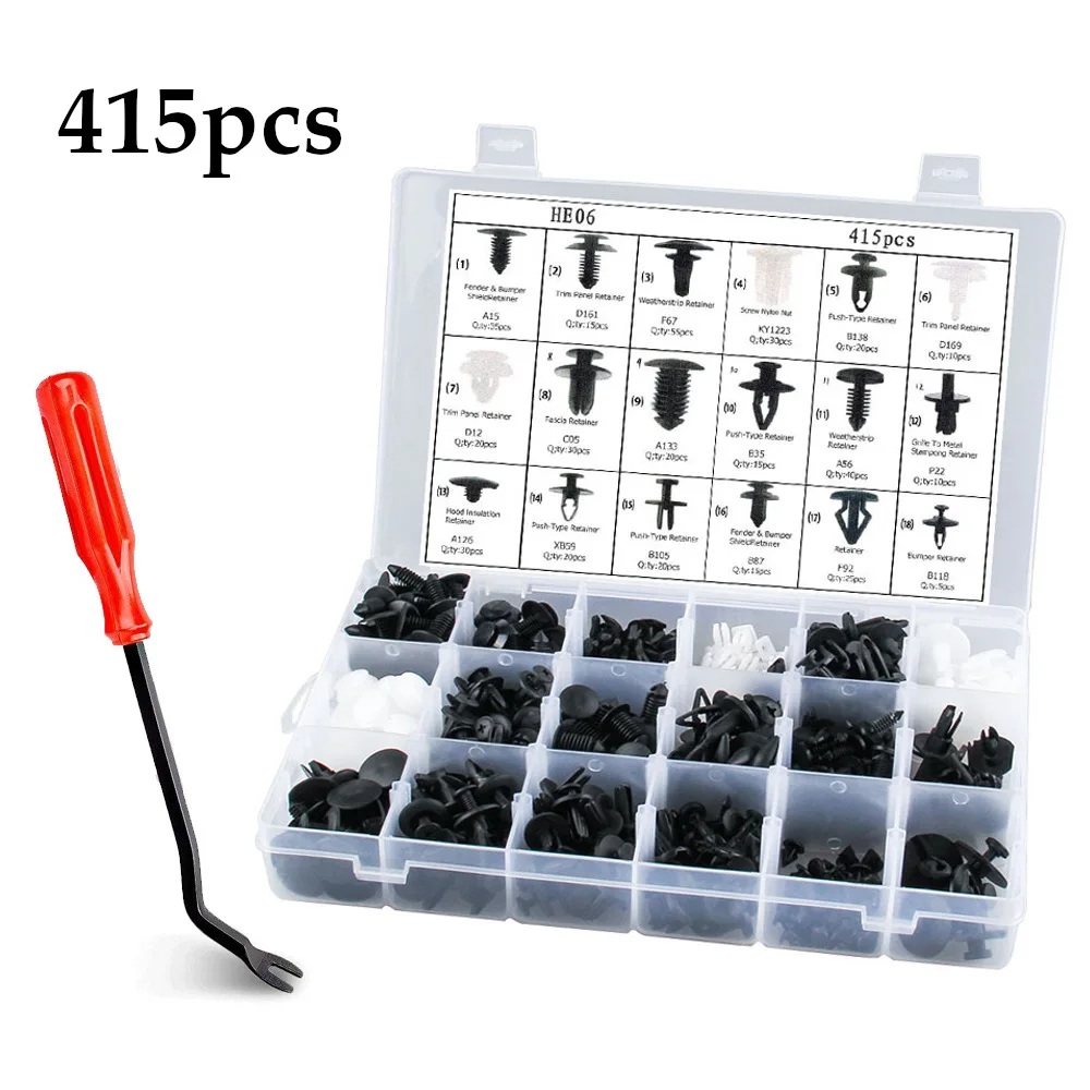 

415Pcs Car Auto Push Pin Rivet Trim Clips Panel Body Interior Assortment Set Tool For Toyota for B-M-W for Suzuki for Subaru