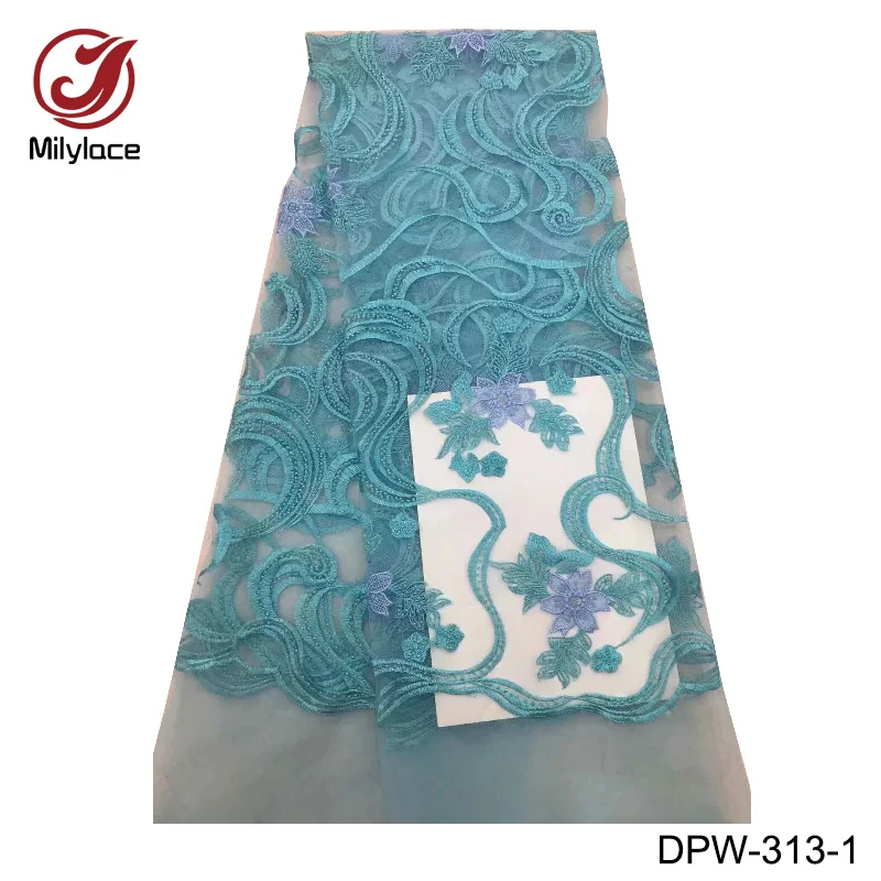 Dubai french lace fabric high end embroidery wedding dress lace fabric 5 yards per lot tulle