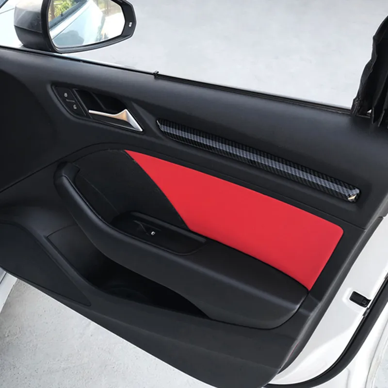 Углеродного волокна Стиль украшение приборной панели Крышка Накладка для Audi A3 8 V- S3 ABS автомобилей внутренняя обшивка дверей полоски