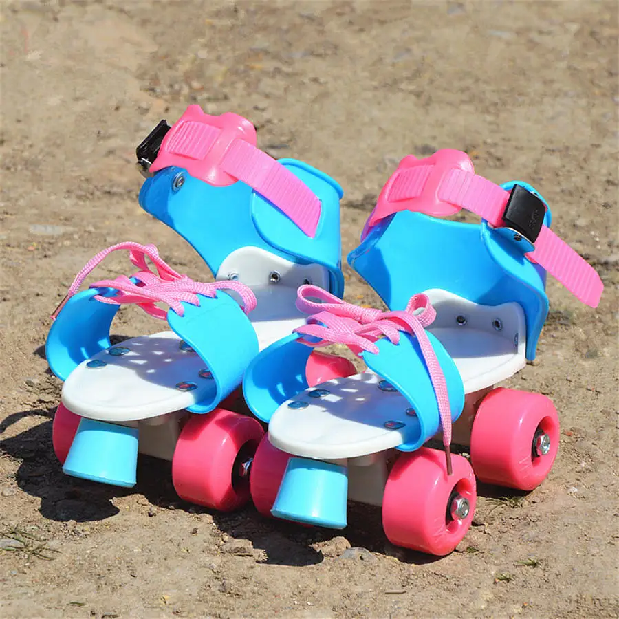 يورو حجم 18-32 قابل للتعديل الأطفال زلاجات دوارة 6 ألوان صف مزدوج 4 عجلات أحذية التزلج الاطفال اثنين خط لعبة Patines هدايا