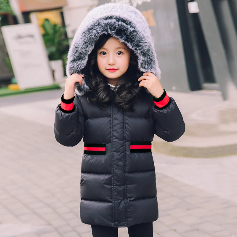 Зимнее пальто для мальчиков коллекция года, Теплая стеганая хлопковая Детская куртка с капюшоном и фланелевой подкладкой Зимнее пальто с мехом для девочек на температуру до-20 градусов