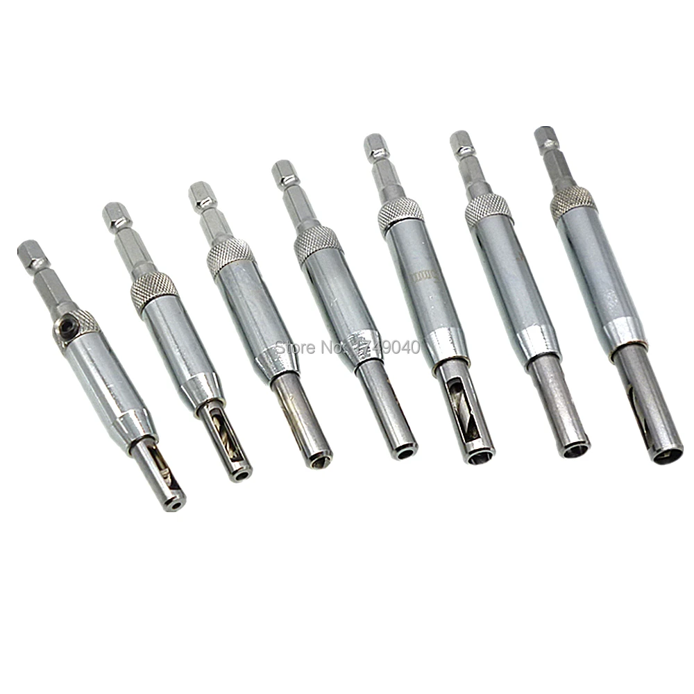 7pc Door Self Centering Hinge Drill Bits Set HSS Wood Hardware