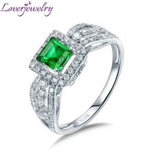 Luxury Design Jewelry Natural Colombia Emerald Ring 14K White Gold Good Diamond Wholesale for Women Wedding