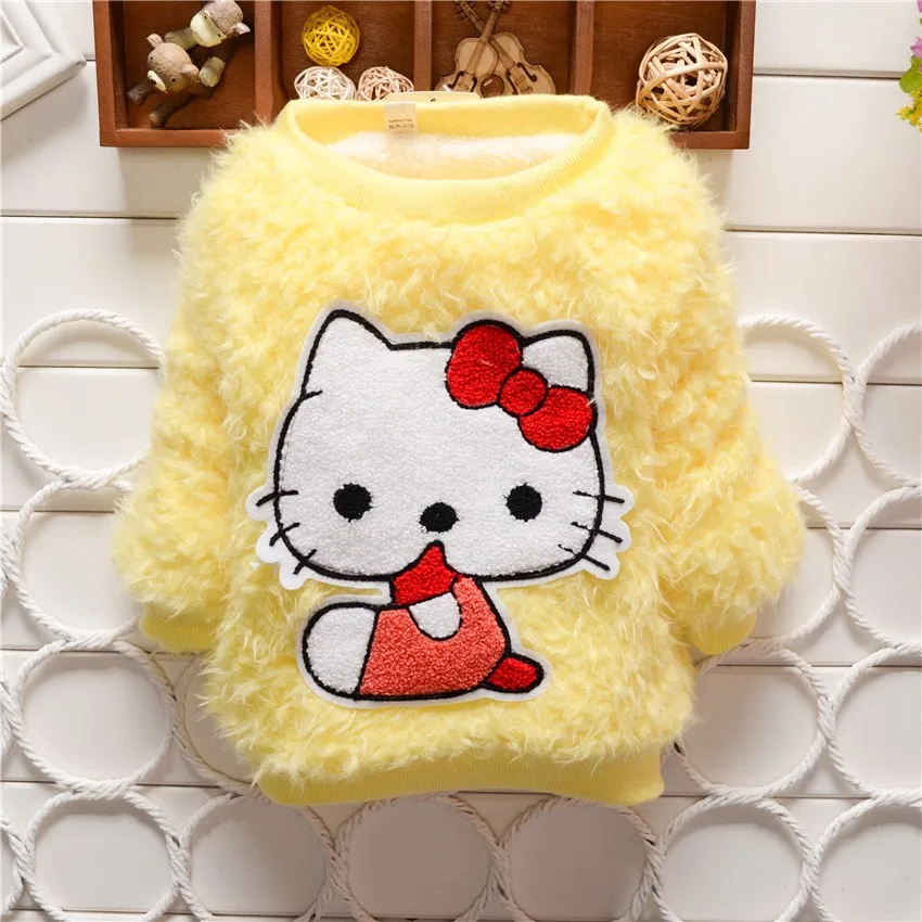 

2018 Children New autumn and winter Plus velvet sweaters baby girls long-sleeved sweater kids thick Sweater toddler outwear