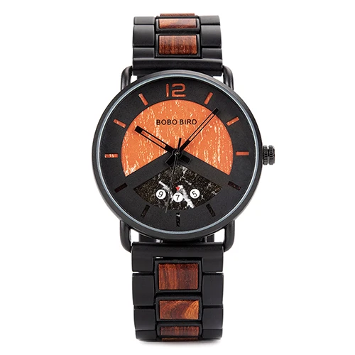 BOBO BIRD Wood relogio masculino, металлические часы, военные часы, цветной циферблат, стильный дисплей даты, erkek kol saati - Цвет: R30-1