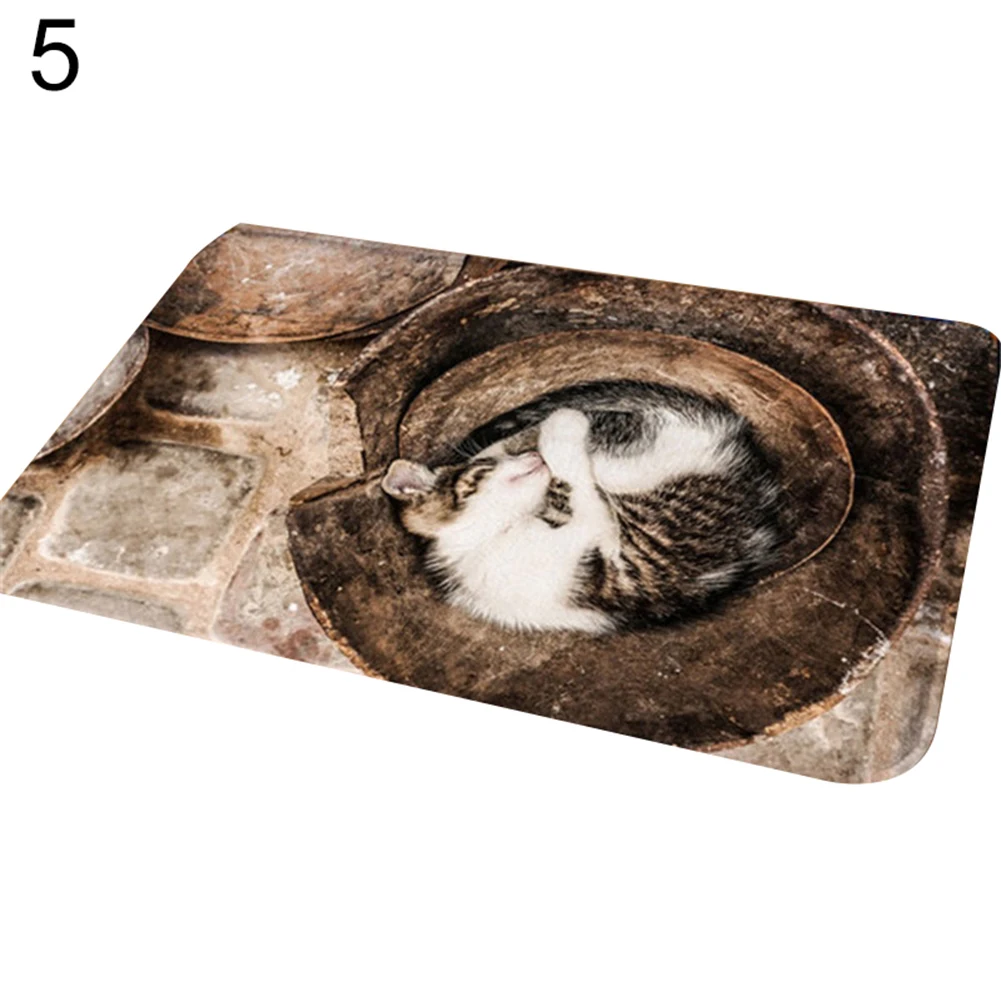 3D Vintage Entrance Mat Waterproof Cute Cat Puppy Print Floor Mats Bedroom Carpet Anti-Slip Kitchen Toilet Doormat Home Decor - Color: 5