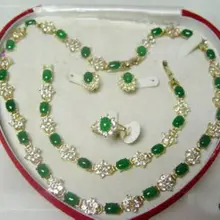 Слово тонкий женский подарок серебро кварц камень драгоценные камни популярные ювелирные изделия с зелёными камнями ожерелье браслет кольцо серьги набор+ коробка