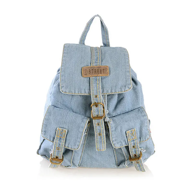 Man and women's classic durable denim backpacks fashion student school