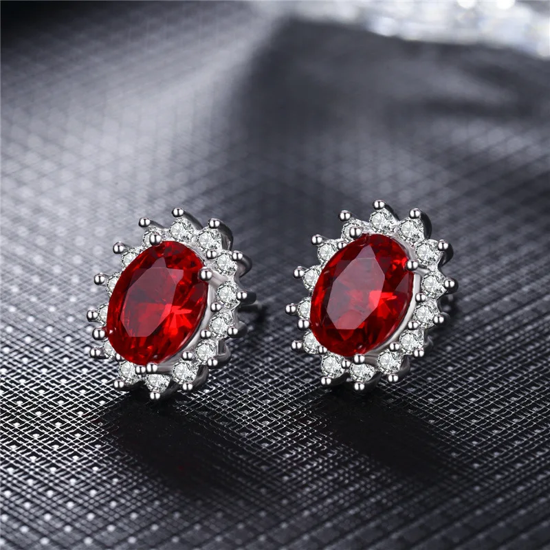 

Yanleyu Princess Wedding Jewelry Rose Gold Color 925 Sterling Silver Stud Earrings for Women Rubis Cubic Zirconia Earring PE026