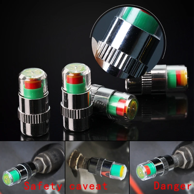 

4Pcs Car Auto Tire Pressure Monitor Gauge Indicator Alert Valve Cap Test Sensor