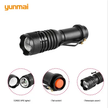 

Professional Tactical LED Flashlight Cree Q5 XPE 2000lm Zoom Powerful Mini Portable Torch for Camping Hiking 1450 or AA Battery