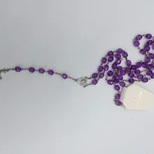 Фиолетовые Молитвенные Четки религиозный католический ожерелье с четками пятидесяти лет четки для молитвы Распятие Иисуса звезды Mary центральный кусок