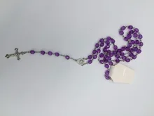 Purple Rosary Beads Religious Catholic Rosary Necklace Five Decade Rosary Prayer Jesus Crucifix Stars Mary Centerpiece