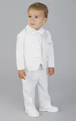 Новое поступление две кнопки Белый Дети Смокинги для женихов красивый первичного ученый Бизнес Костюмы мальчиков костюмы для выпускного