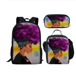 Комплект из 3 предметов, рюкзак для молодежной девочки, Африканский художественный Рисунок, школьный детский рюкзак, студенческий ноутбук