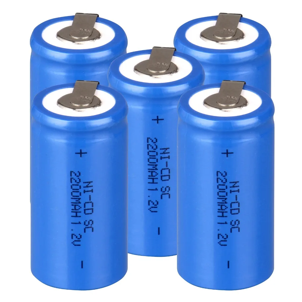 Высокое качество! 5 шт. Sub C SC Батарея аккумуляторная батарея 1.2 В 2200 мАч ni-cd Батарея синий Батареи -4.25*2.2 см