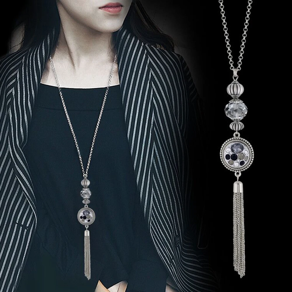 

2018 NEW fashion Classic Choker Tassel Long Necklace Sliver Plated Pendant Necklaces for women Lady fit 18mm Snap Button Jewelry
