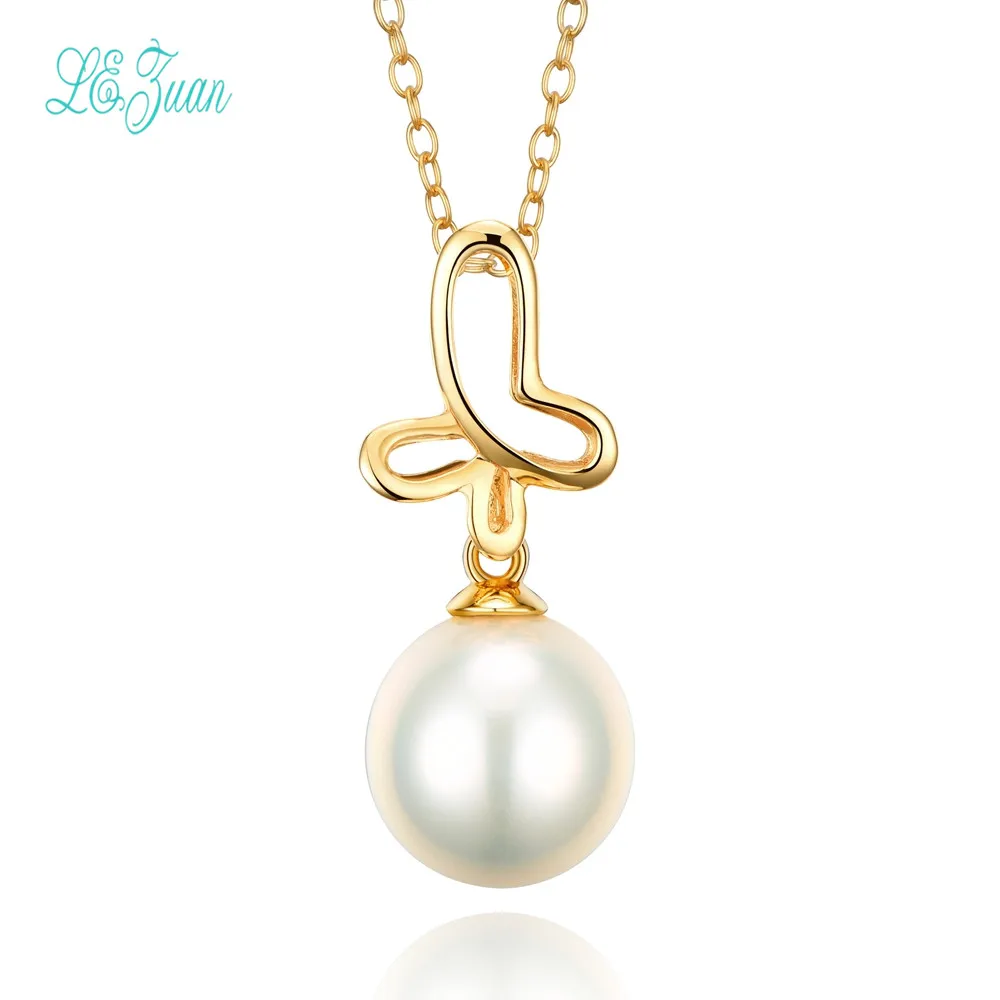 

l&zuan Fine Jewelry 18K Yellow Gold Natural Freshwater Pearl Necklace Pendant For Women Christmas Exchange Gifts Party
