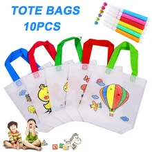 Горячие 10 шт холщовые сумки Детские DIY Ручная роспись портативный мешок для рисования живопись FQ-ing