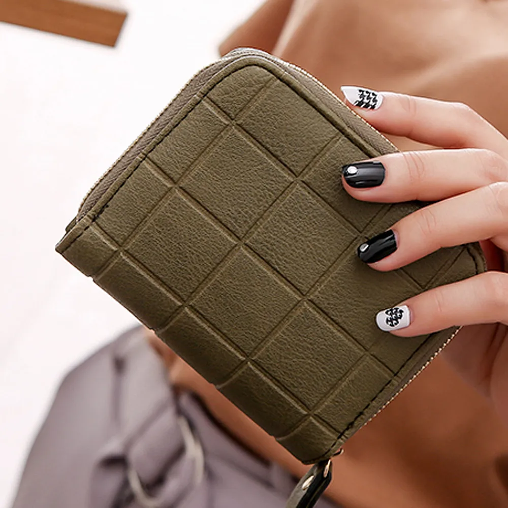 

Women's Wallet Card Holder Wallets Nubuck Artificial Leather Chess Small Zipper Short Coin Purse Female Femme Portefeuile