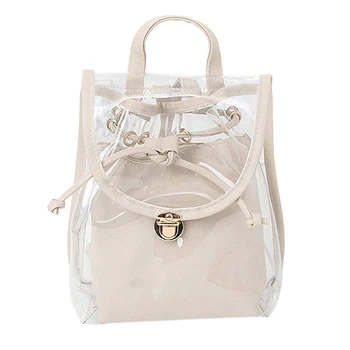 

Women's 2 in 1 Clear Fashion Backpack Transparent Travel Beach Shoulder Purse