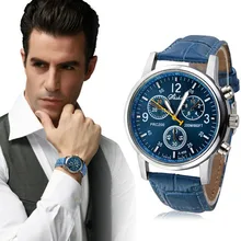 Роскошные наручные браслеты модные искусственная крокодиловая кожа часы для мужчин бизнес аналоговые наручные часы обёрточная Relogio Masculino синий