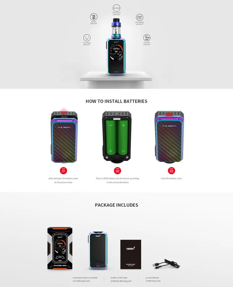 Pre-Sale Original Electronic Cigarettes Mods Smoant Charon Mini Mod 225w Big Output Dual battery Vaporizer VS SMOK Mag Mod Vape  (5)