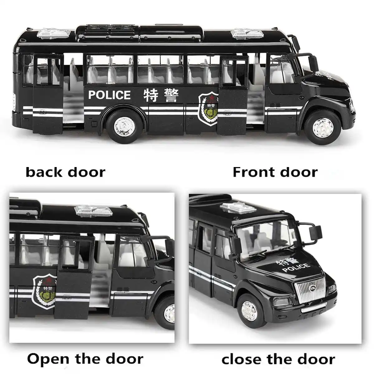 1:48 автобус игрушечные модели машин Swat полисы школьный автобус флэш-игрушка светильник и голосовой автомобиль подарок для детей