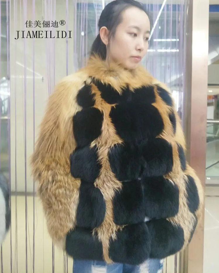 2017 new real fox fur full leather font b jacket b font short collar collar fashion