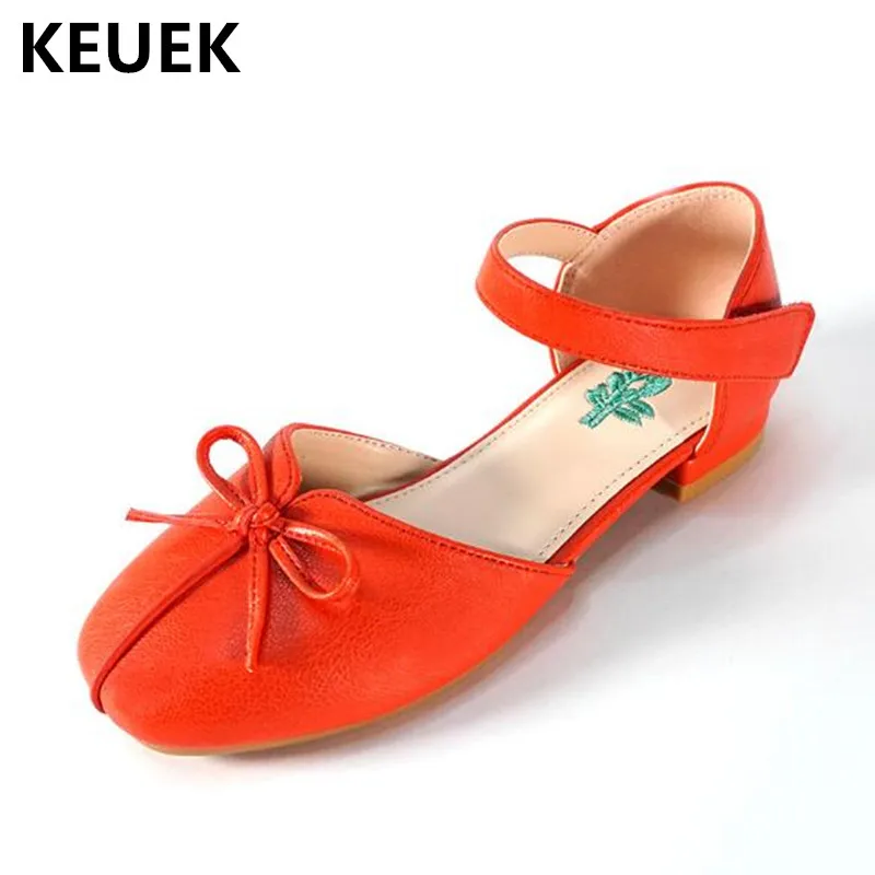 

New Spring/Summer Children Leather Shoes Kids Performance Bow Dance Shoes Girls Princess Low-heeled Student Kids Baby 018