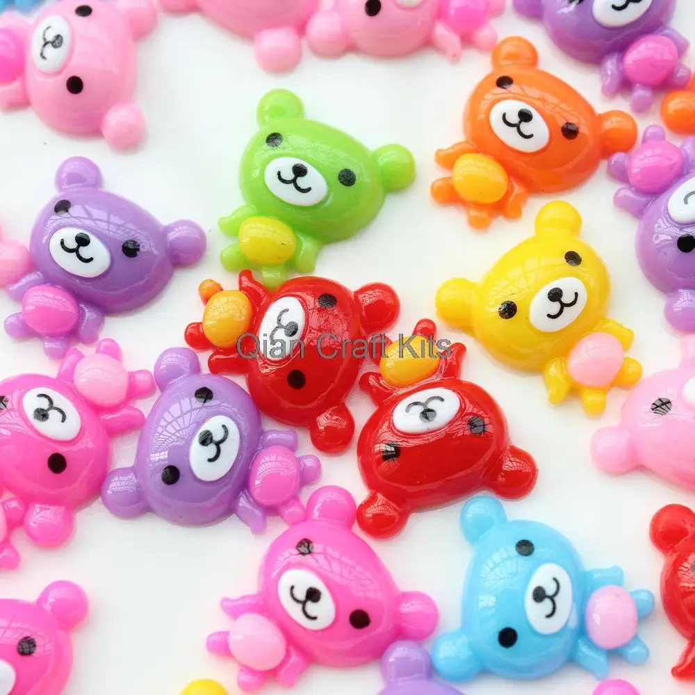 200pcs mixed colors BEARS Resin Decoden Kawaii Flatback