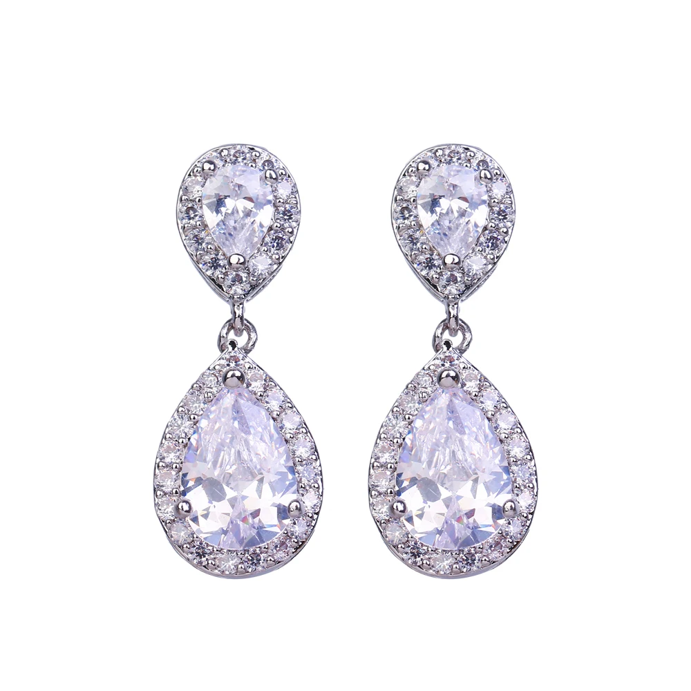 

Bettyue Brand Trendy Charm AAA Cubic Zircon Double Water Drop Multicolor Jewelry Earrings For Woman Florid Wedding Birthday Gift