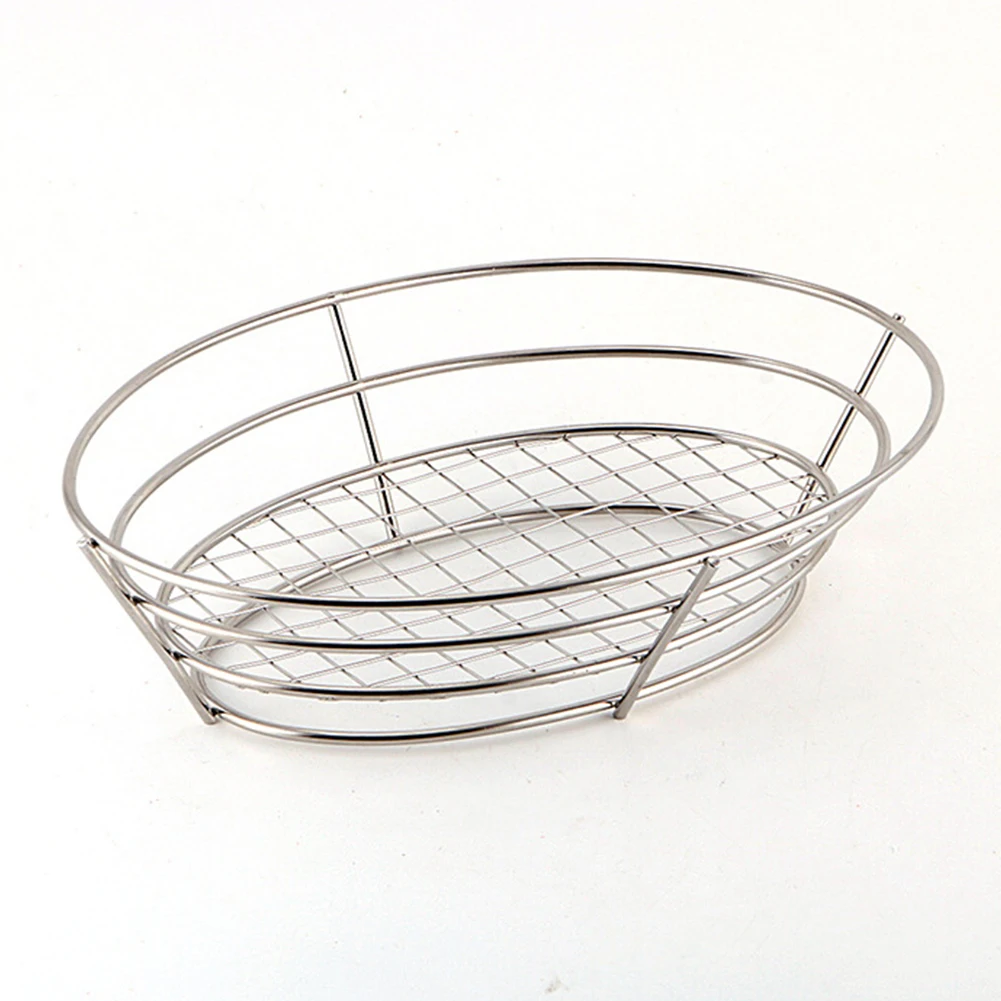 

Organizer Storage Basket Bread Plate Household Holder Restaurant Simple Design Desktop Snacks Food Container Stainless Steel