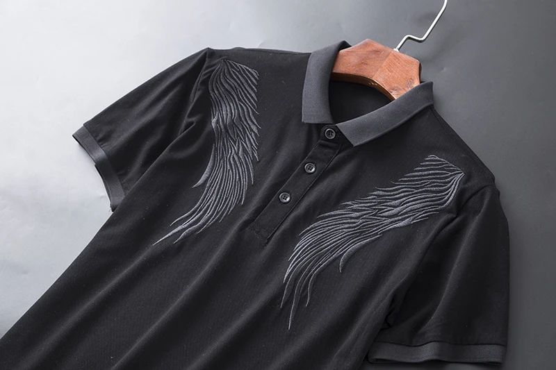 Европейская отличное дизайнерские поло новые летние мужские рубашки-поло короткий рукав Eagle Wings вышивкой дышащая рубашка 4XL 5XL 9205