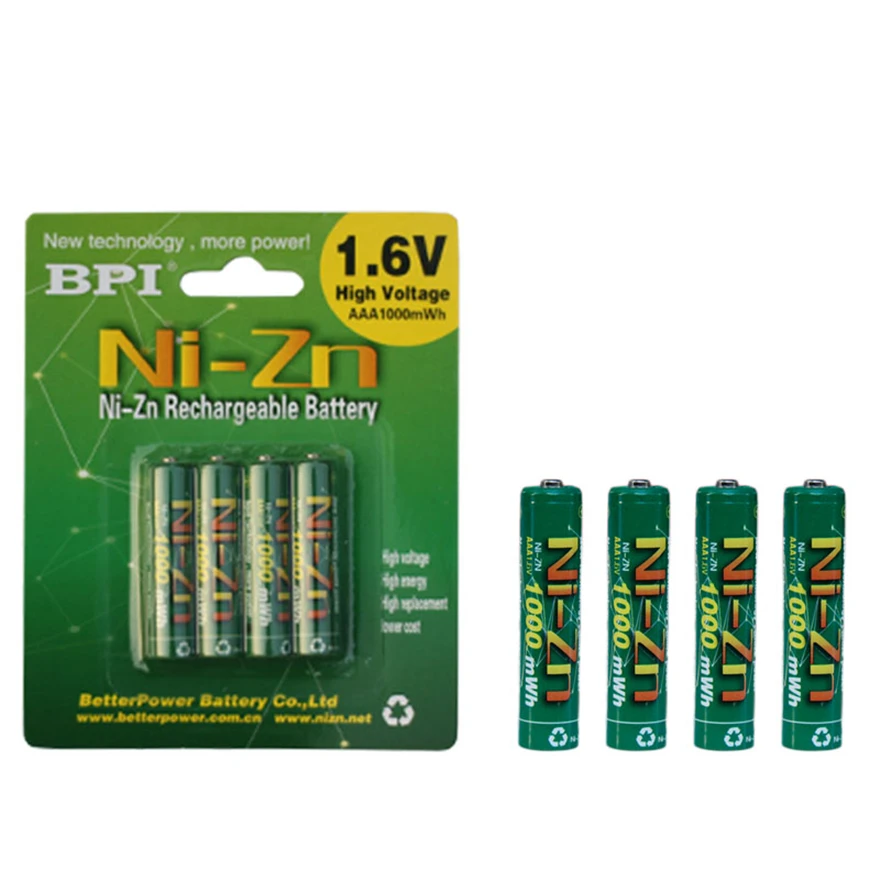 4PCS Nickel zinc 1000mWh 1.6V AAA Battery Rechargeable Battery