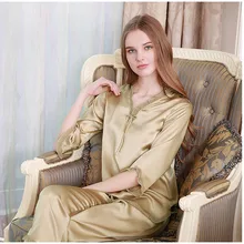 Женский комплект-двойка из шелка тутового шелкопряда, домашняя одежда из чистого шелка, пижамные комплекты из двух частей, размеры M/L/XL