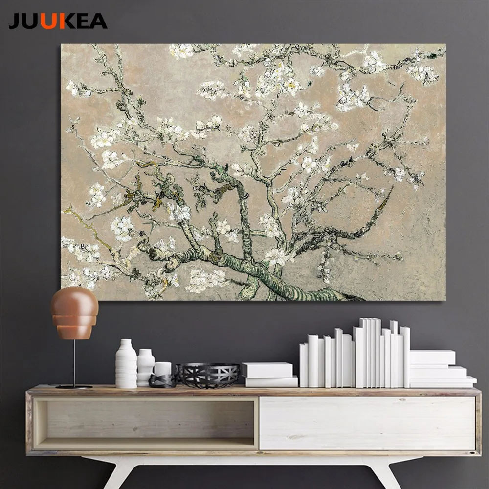 

Van gogh Large Size Gray Apricot Blossom Tree, Canvas Print Painting Art Wall Pictures For Living Room, Home Decor No Frame