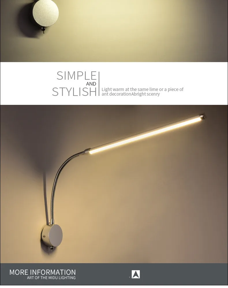 Современный творческий гибкие Aluinum светодиодный настенный светильник для прикроватной тумбочке Ванная комната Зеркало Моды Illuminare
