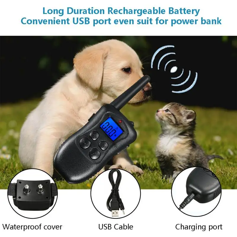 Вибрационный ошейник с электрическим током для дрессировки собак, наборы перезаряжаемых непромокаемых 350 м дистанционный звуковой сигнал/вибрация/Статическая стимуляция