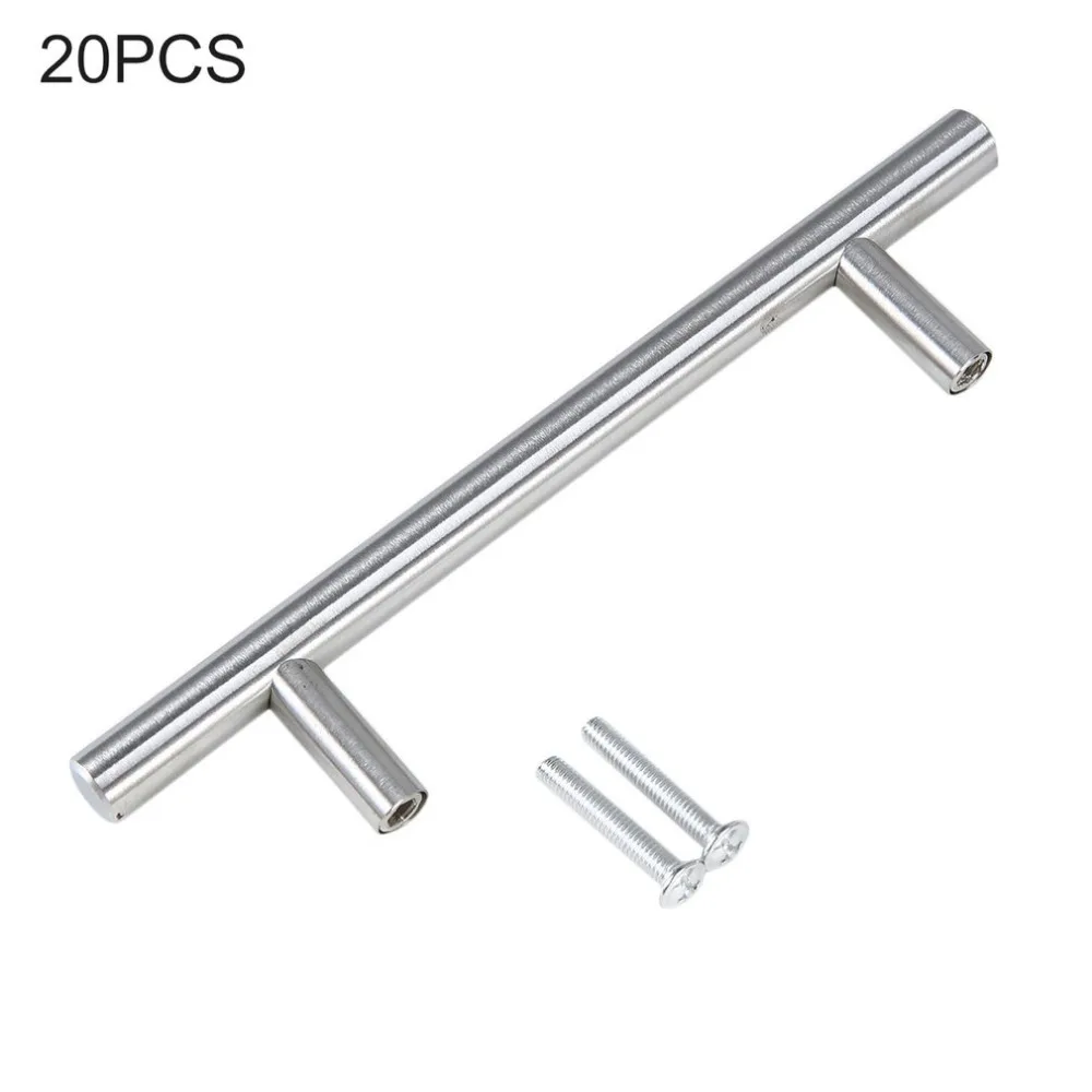 

20pcs/set Hollow Cabinet Handle Modern Concise Design Style Stainless Steel T-type Round Tube for Furniture Closet Dresser