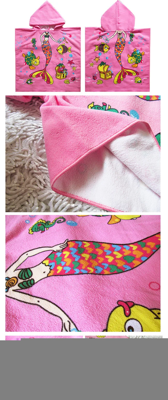 Пляжное полотенце из микрофибры для детей, милый плащ с капюшоном и рисунком животных для маленьких мальчиков и девочек, детское купальное полотенце 60x60 см