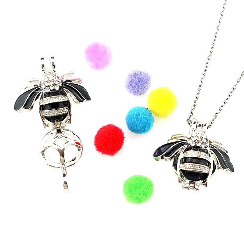 5pcs/lot Silver Enamel Insect Bee Rhinestone Locket Pearl Cage Pendant K1054 5pcs/lot Silver Enamel Insect Bee Rhinestone Locket Pearl Cage Pendant K1054
