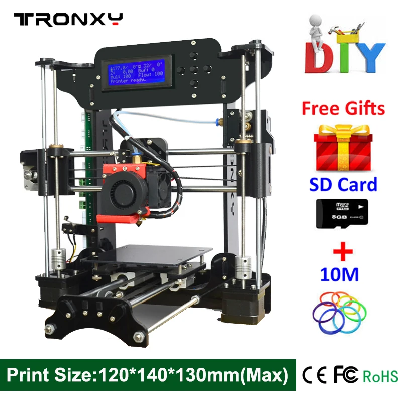 

Hot Sale Cheap 3d printer High Quality Reprap DIY Assembly 3D Printer Kit With Free 10m Filament 8GB SD Card Free Fast Shipping