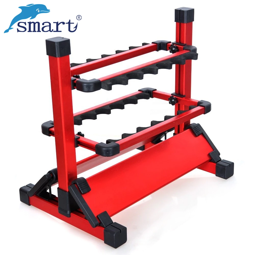 Smart Aluminum Fishing Rod Rack With Blue/Silver/Red 12 Fish Rod