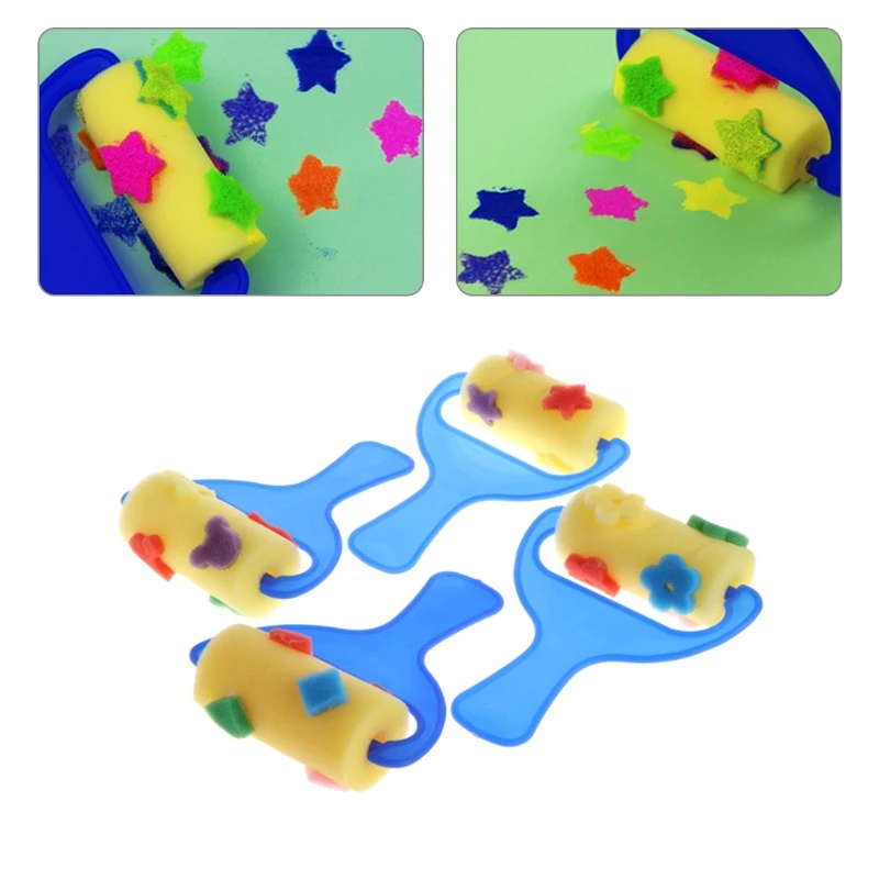 4 шт. Губка кисти для рисования детский ролик для нанесения граффити штамп детская Краска игрушка кисть для рисования губка штамп Художественный набор