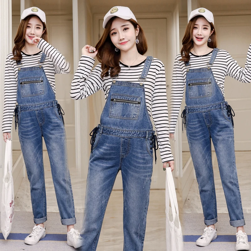 Spring Autumn Denim Maternity Jumpsuit Casual Jeans Overalls Pants 5144