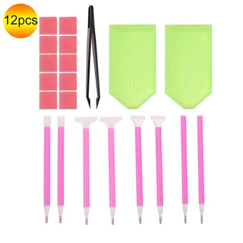 

12 pcs Diamond Painting Kits Mosaic Glue Pen Kit Tweezers 5d DIY Diamond Painting Accessories Embroidery Pen Tools Set for decor